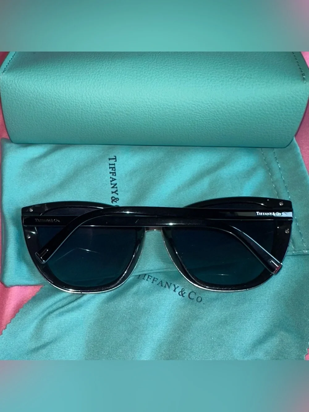 Tiffany & Co. Blue Black Polarized Tiffany’s T Collection Case/Dustbag/Cloth